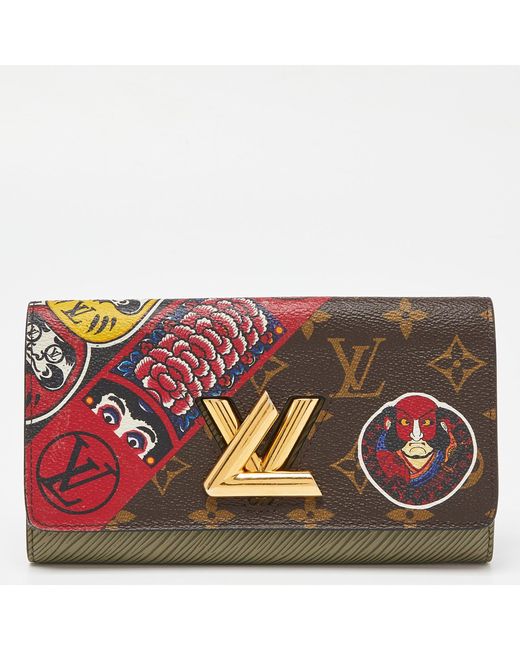 Louis Vuitton Red Monogram Canvas And Epi Leather Kabuki Twist Wallet