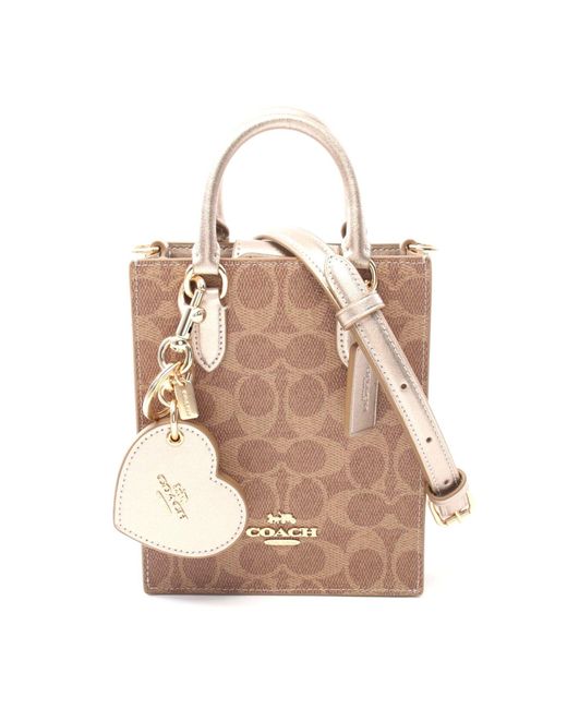 COACH Natural Signature Pvc Canvas Leather Handbag
