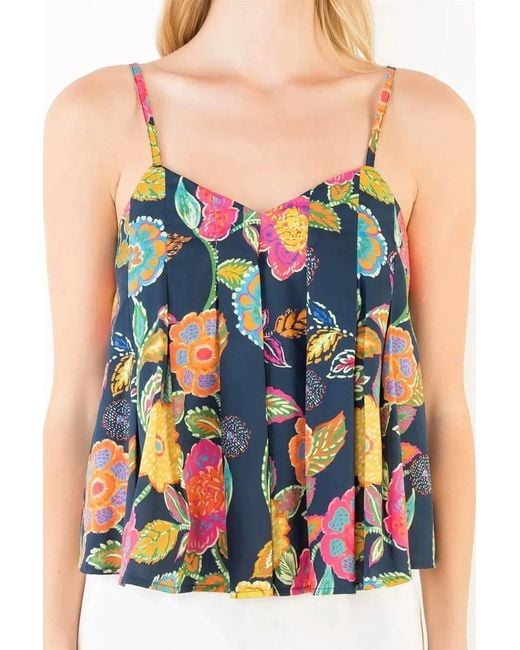 Thml Blue Floral Pattern Tank Top