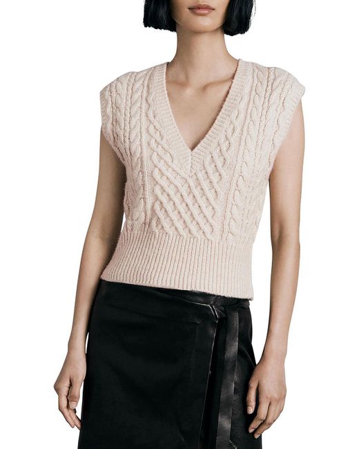 Rag & Bone White Elizabeth Wool Blend Cropped Sweater Vest