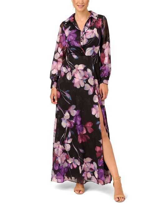 Adrianna Papell Purple Soft Printed Maxi Dress