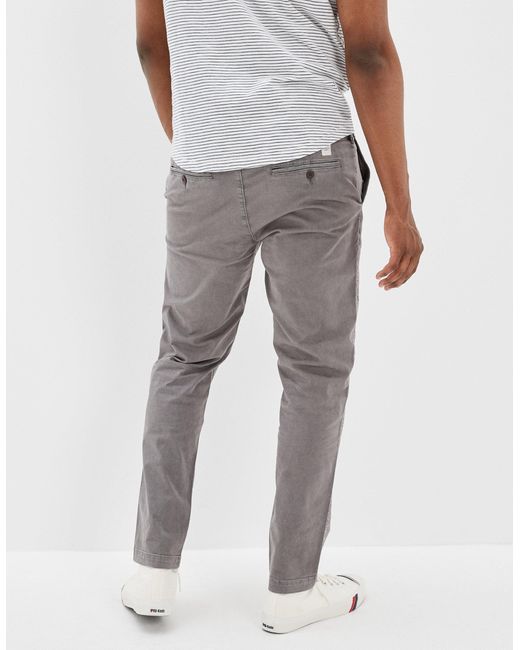 American Eagle Outfitters Gray Ae Flex Original Straight Lived-in Khaki Pant for men