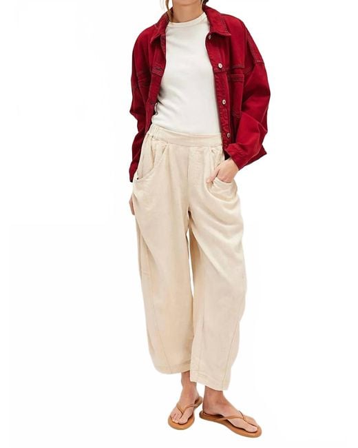 Free People Red High Road Solid Pull-On Barrel Pants