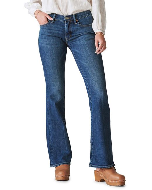 Lucky Brand Blue Mid-rise Dark Wash Flare Jeans