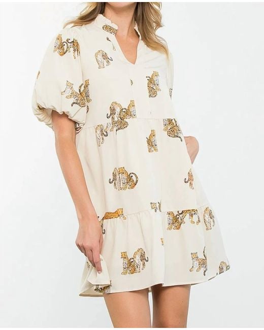 Thml Natural Cheetah Print Dress