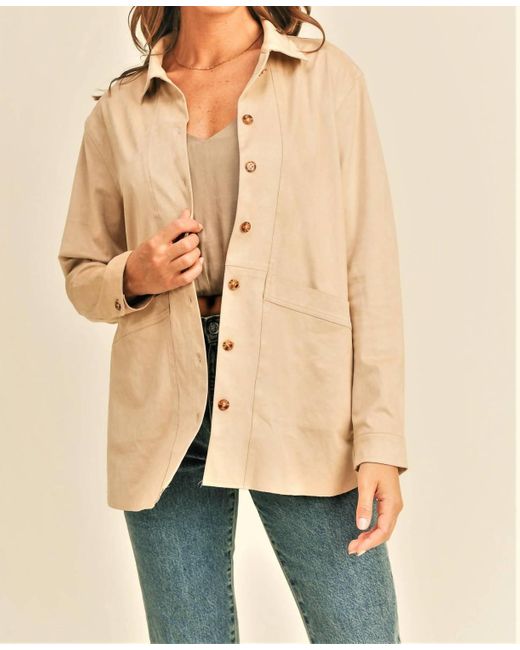 Reset By Jane Natural Faux Suede Button Up Jacket