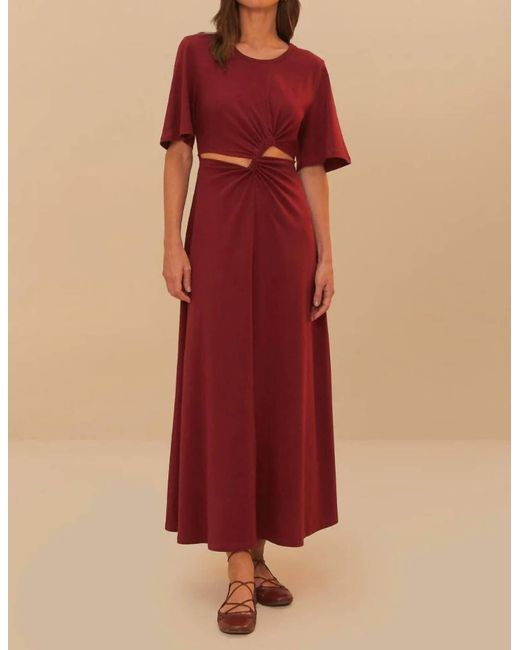 Farm Rio Red Short Sleeve Midi Dress