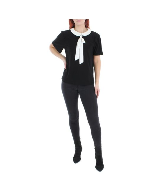 Cece Black Bow Polyester Blouse
