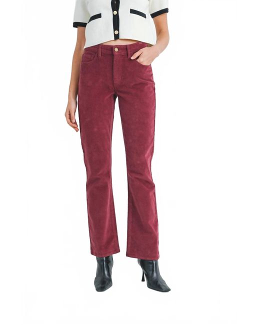 Just Black Denim Red Slim Bootcut Corduroy Pant
