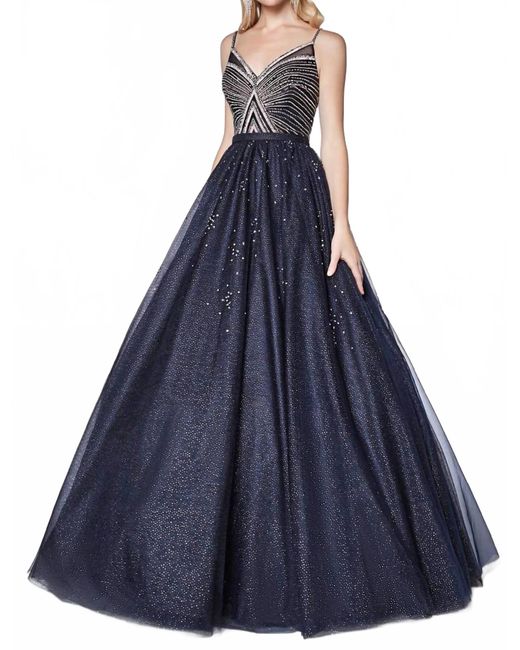 Cinderella Divine Blue Glittered Ball Gown With Beaded Bodice Detail