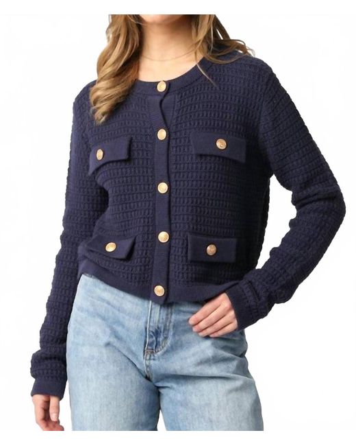 Olivaceous Blue Maggie Button Sweater
