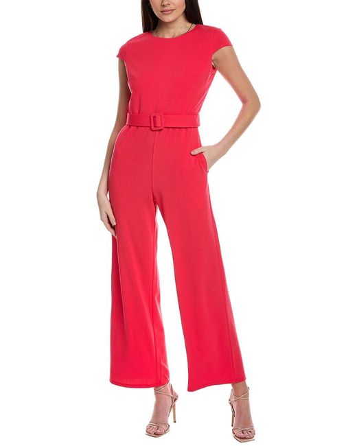Maggy London Red Belted Jumpsuit
