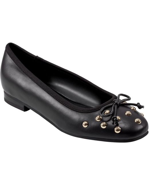 Marc Fisher Black Tempt Metallic Manmade Ballet Flats