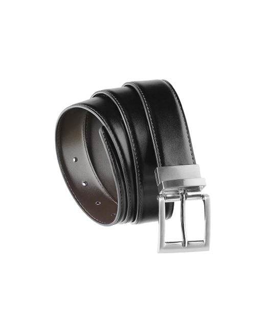 TruClothing Black Leather Reversible Belt Rotating Buckle Formal Accessory for men