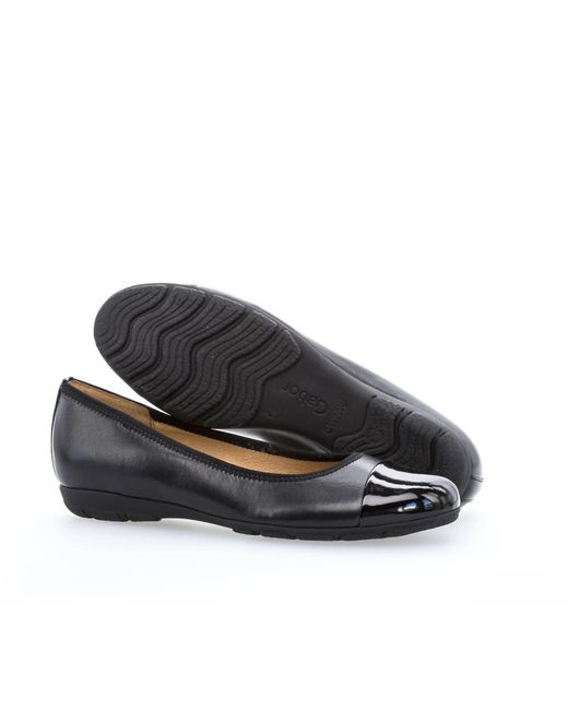 Gabor Black Cap Toe Ballet Flats