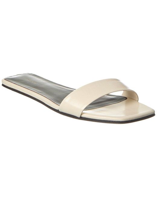 The Row White Chocolate Leather Flat
