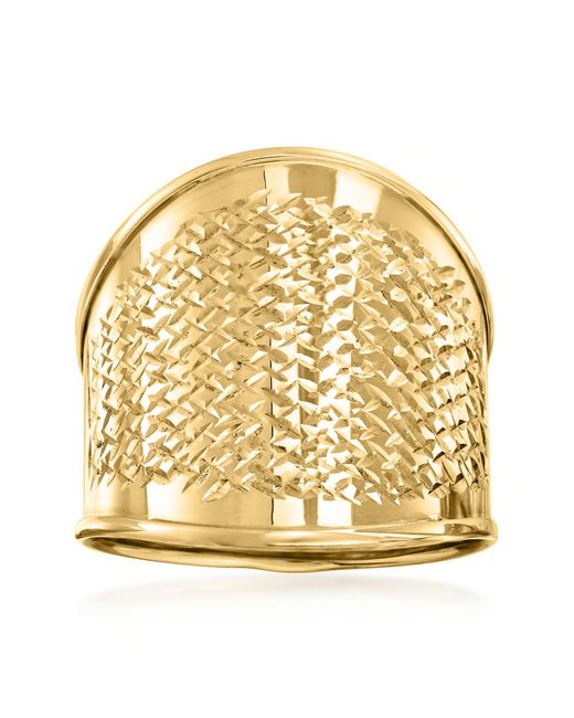 Ross-Simons Italian 14Kt Wide Diamond-Cut Ring in Metallic | Lyst
