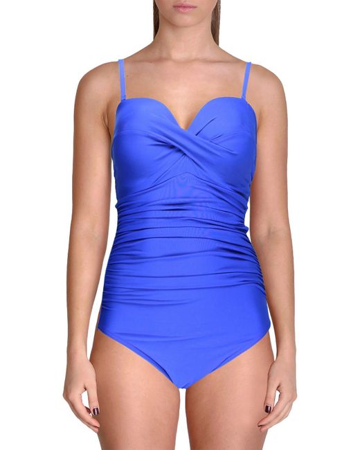 Miraclesuit Blue Madrid Twist Front Strapless One-piece Swimsuit