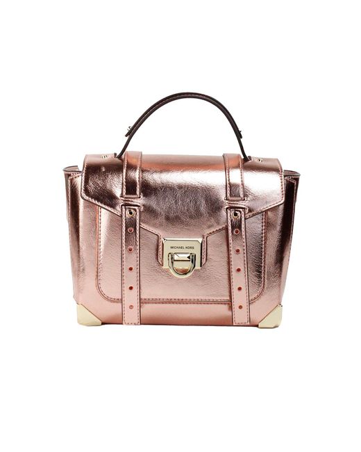 Michael Kors Pink Manhattan Medium Primrose Leather Top Handle Satchel Bag