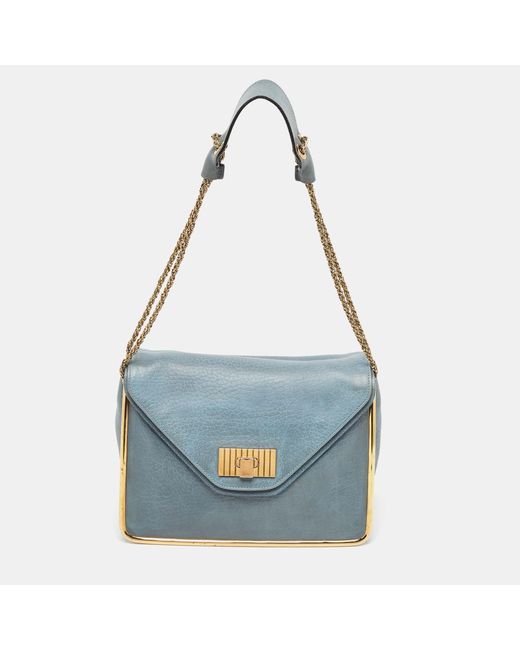 Chloé Blue Leather Medium Sally Shoulder Bag