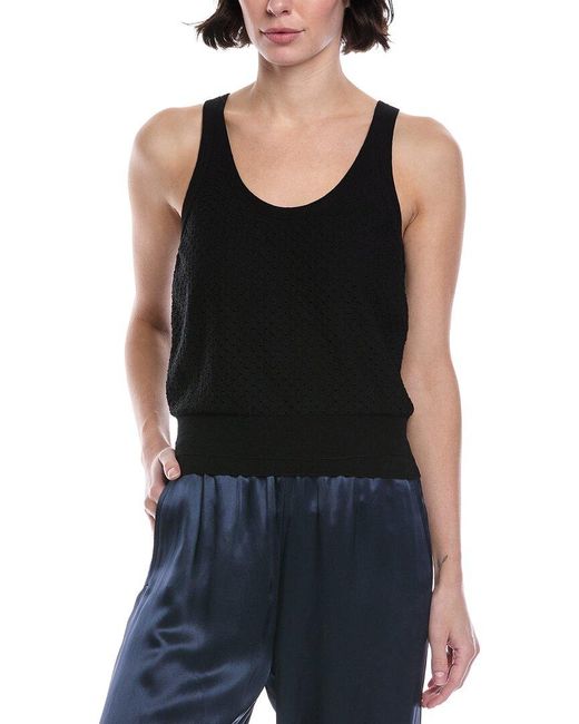 Vince Black Double Layer Mesh Cami