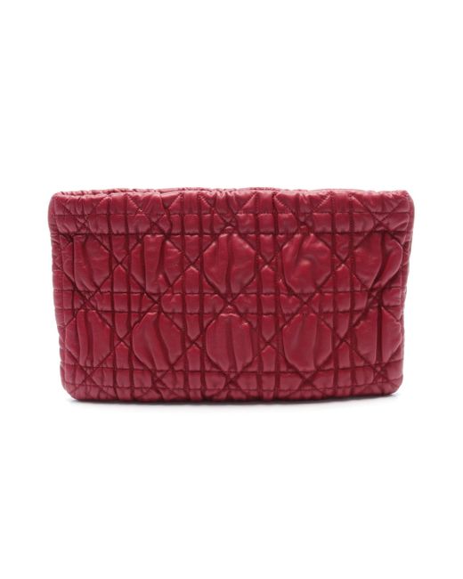 Dior Red Canage Clutch Bag Leather Bordeaux