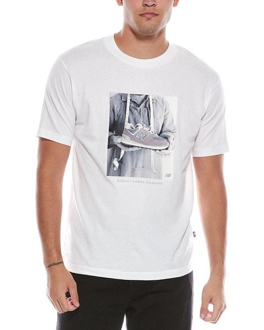 New Balance White Graphic T-shirt for men