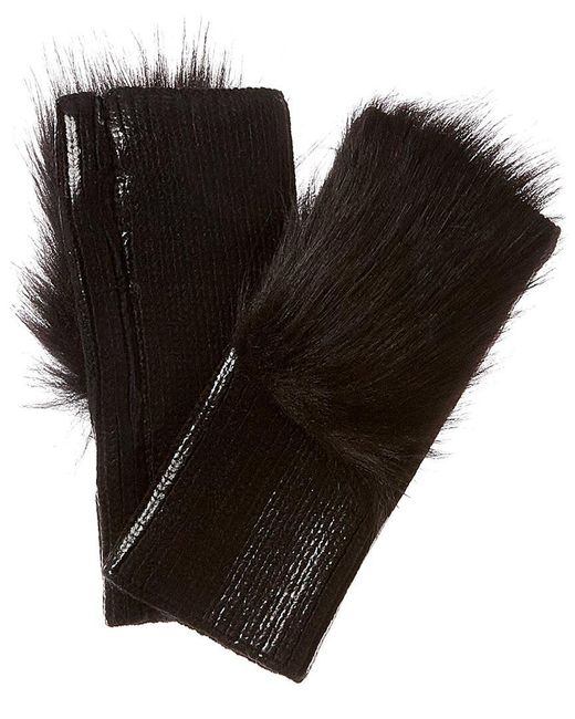Adrienne Landau Metallic Gloves in Black | Lyst