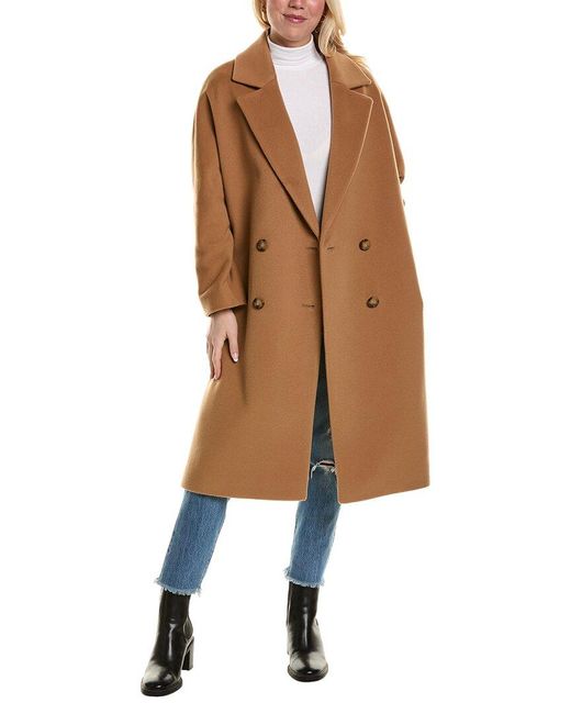 Cinzia Rocca Brown Long Wool & Cashmere-blend Coat
