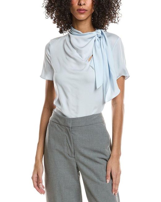 Theory Blue Scarf-Neck Top