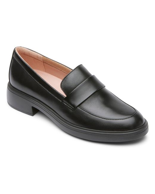 Rockport Black Lennox Penny Leather Slip-on Loafer Heels
