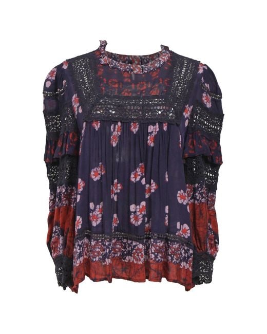 Sea Blue New York Eloise Ruffled Printed Blouse