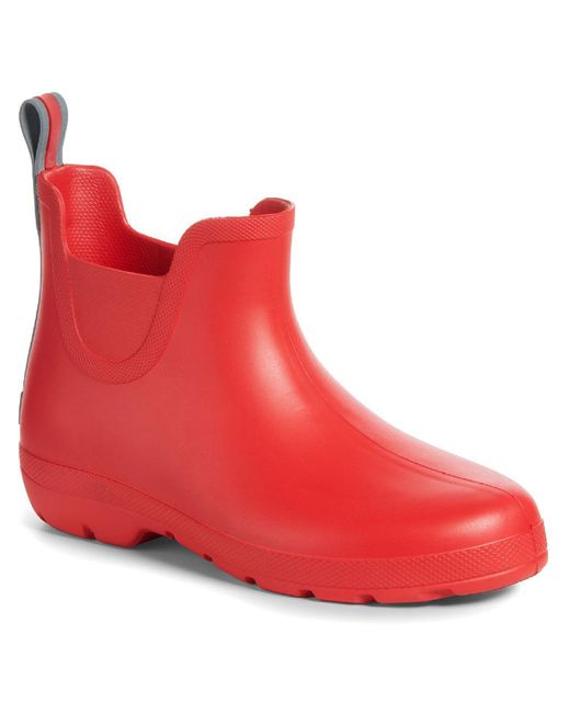 Totes Red Chelsea Slip On Ankle Booties