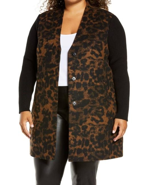 Kenneth Cole Black Rib Sleeve Double Face Coat