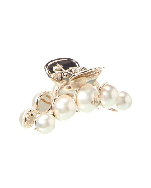 Jimmy Choo White Pearl Claw Hair Clip