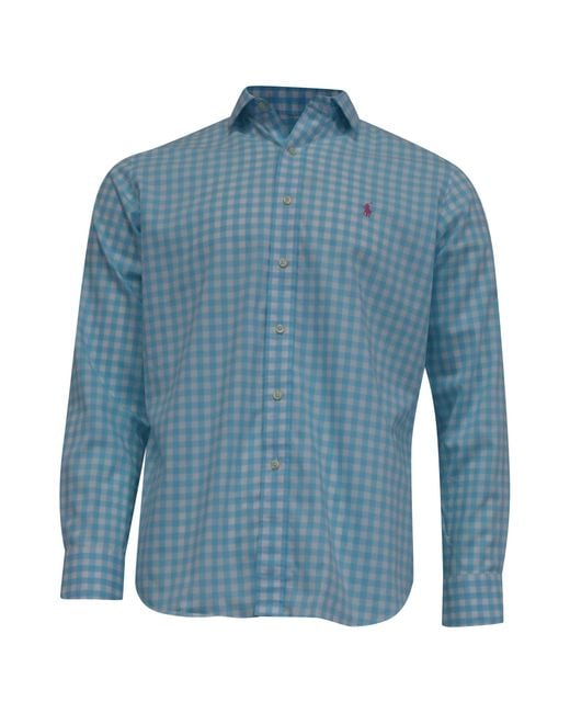 Polo Ralph Lauren Blue Gingham Print Shirt for men