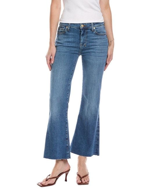 7 For All Mankind Blue Slim Illusion Cropped Dojo Yuma Jean