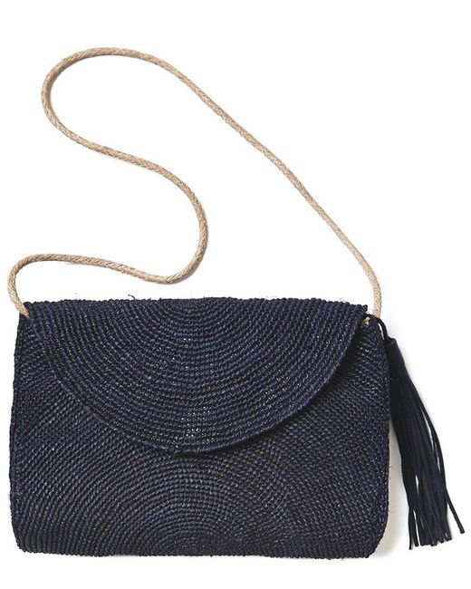 Mar Y Sol Blue Leah Raffia Shoulder Bag