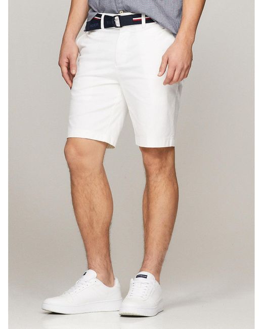 Tommy Hilfiger White Belted Twill 9" Club Short for men