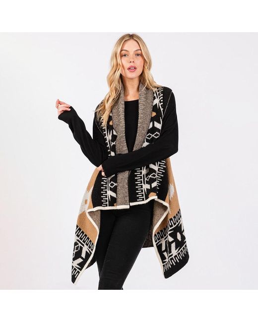 TRUEDAMES Black Aztec Pattern Vest