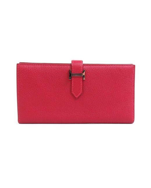 Hermès Red Béarn Leather Wallet (pre-owned)