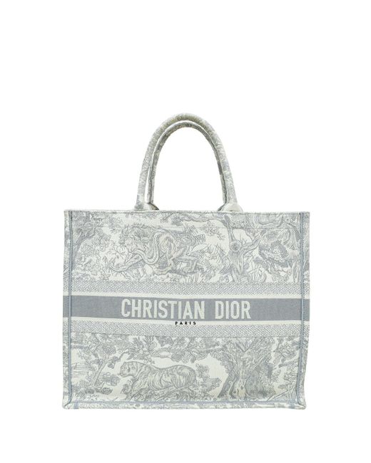 Dior Gray Bicolor Toile De Jouy Book Tote Large Bag