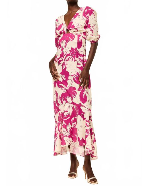 MISA Los Angles Pink Wallis Dress Flora Linen
