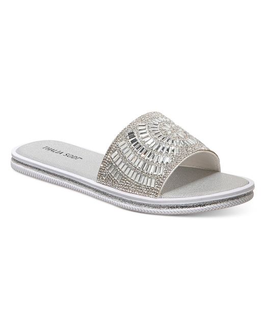 Thalia Sodi Gray Dianna Open Toe Slip On Slide Sandals