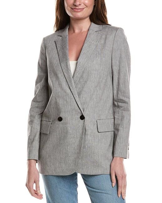 Theory Gray Double Breasted Oversized Boy Jacket