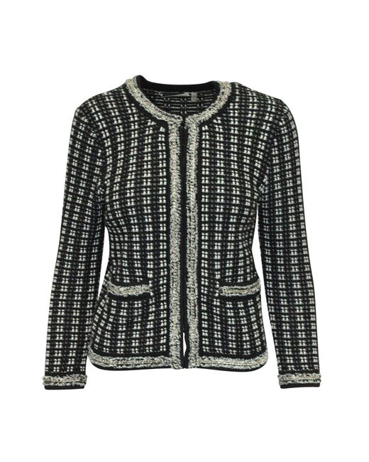 Alice + Olivia Black Monochrome Tweed Embellished Georgia Jacket
