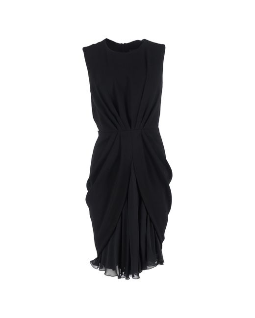 Max Mara Black Draped Midi Sleeveless Dress
