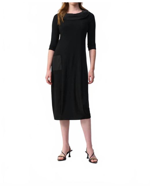Joseph Ribkoff Black 3/4 Sleeves Cocoon Midi Dress