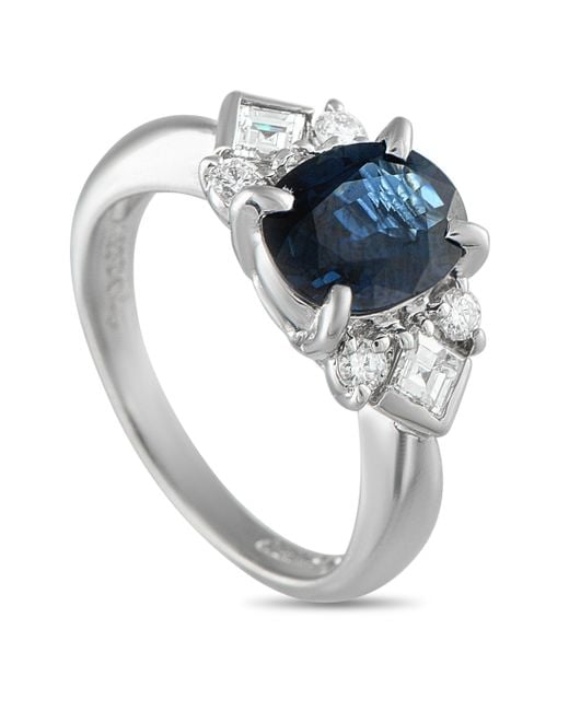 LB Exclusive Metallic Platinum 0.45Ct Diamond And Sapphire Ring Mf09-073025