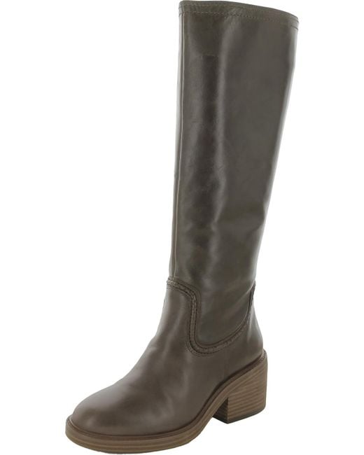 Vince Camuto Gray Vuliann Leather Riding Knee-high Boots